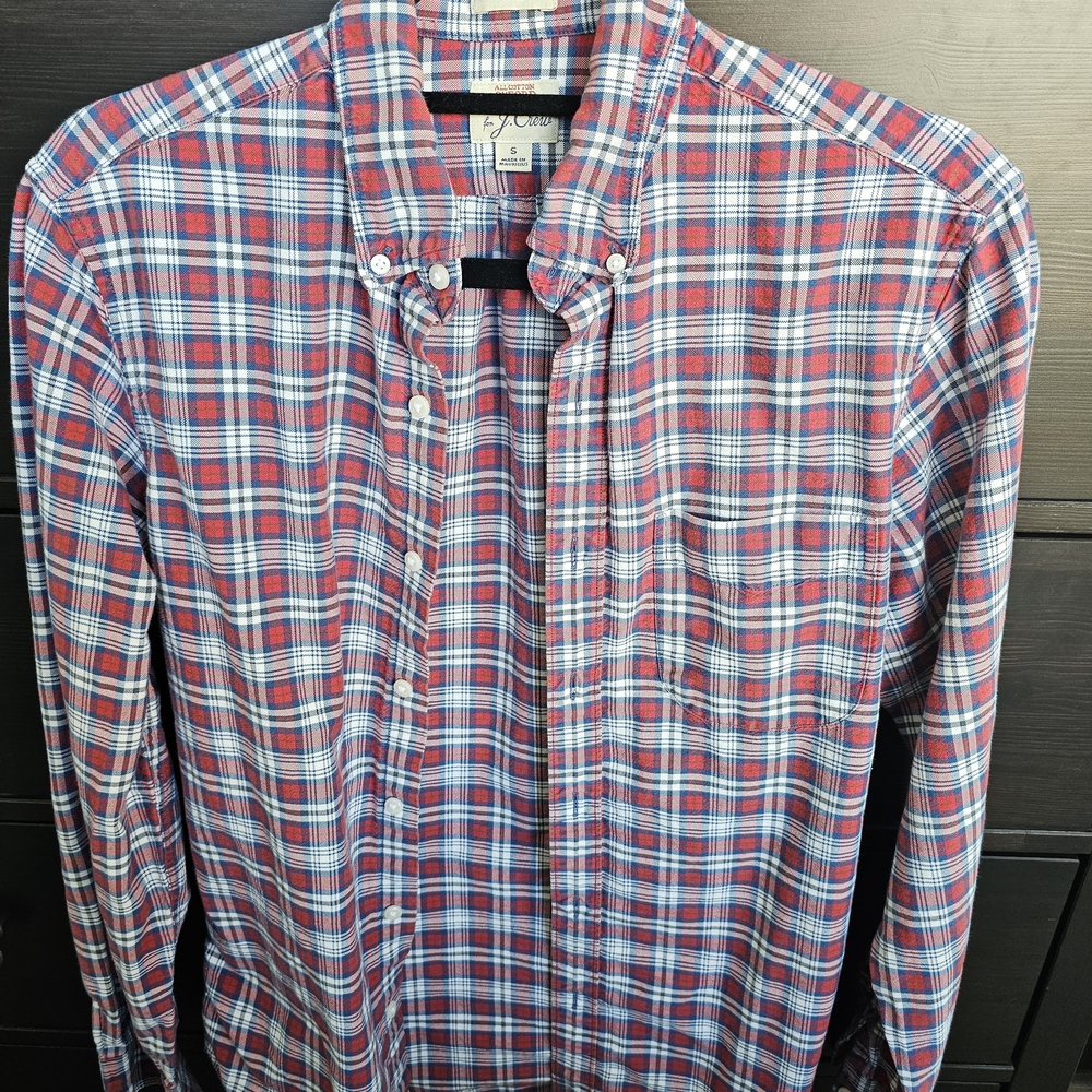 J. Crew Red and Blue Plaid Men's Shirt